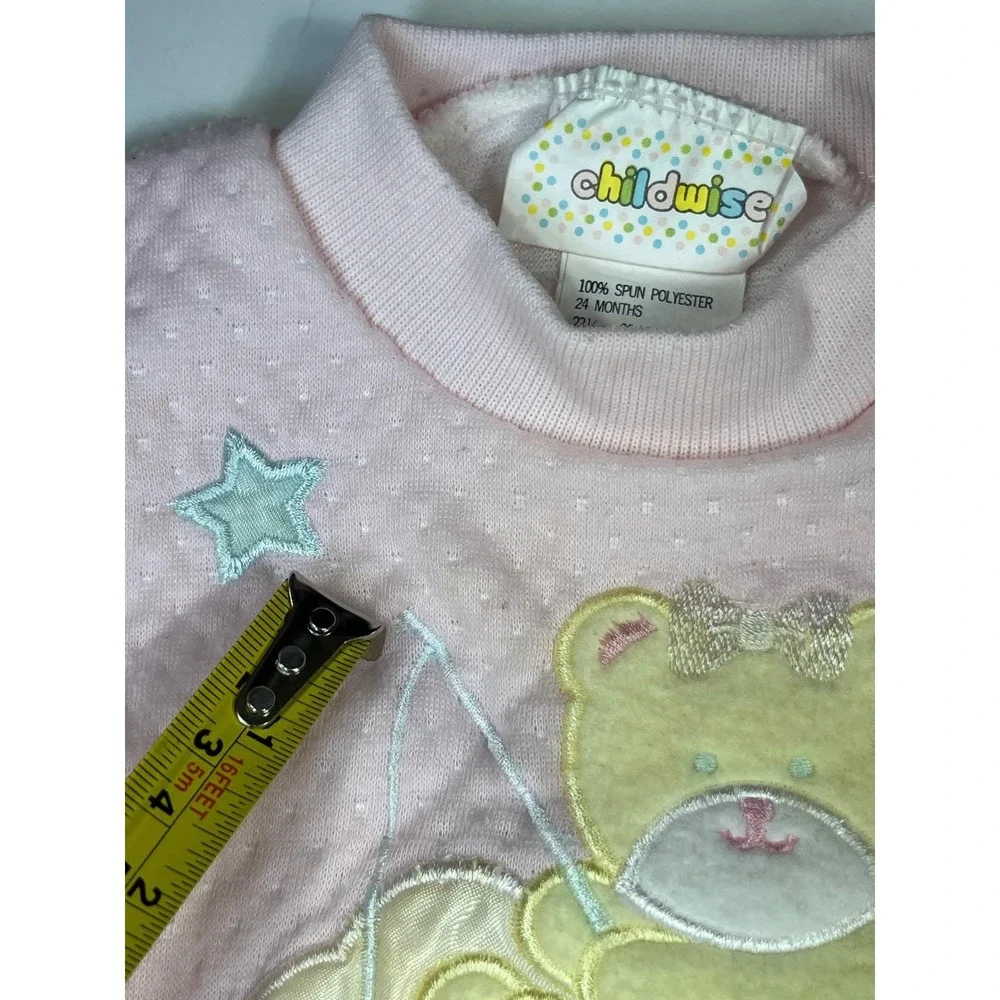 Vintage Childwise Pink Quilted Teddy Bear‎ Sweatshirt and Pants Set 24 Months
